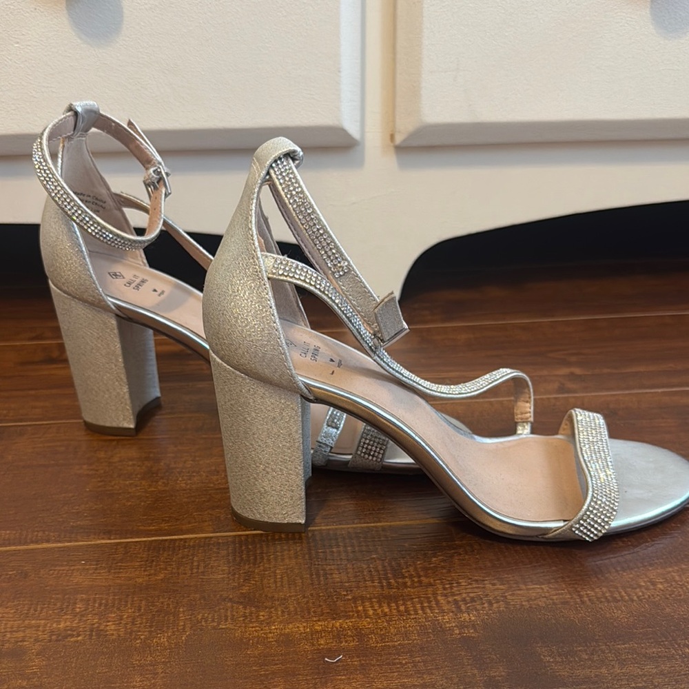 Call It Spring Silver Rhinestone Heels - Picture 2 of 4